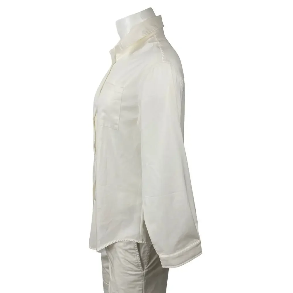It Men's White Collared Long Sleeve Chest Pocket Casual Button Down Shirt Top S